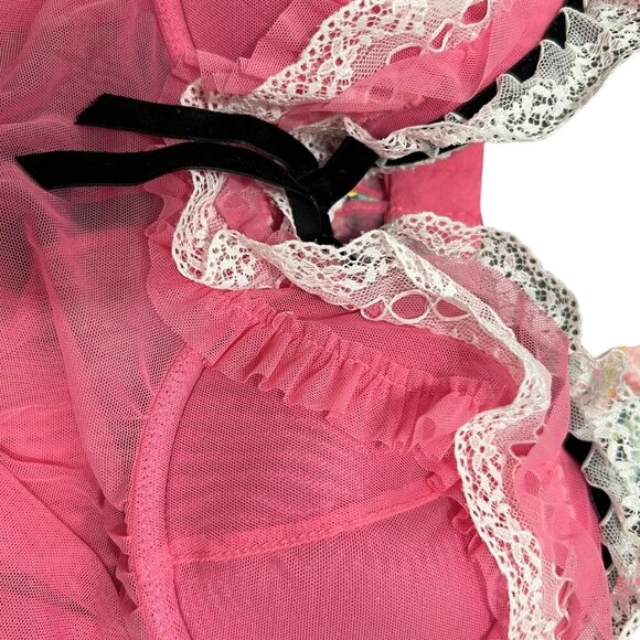 Jezebel Pink Sheer Lace Trim Babydoll Lingerie Size Small NWT‎ - Picture 9 of 10